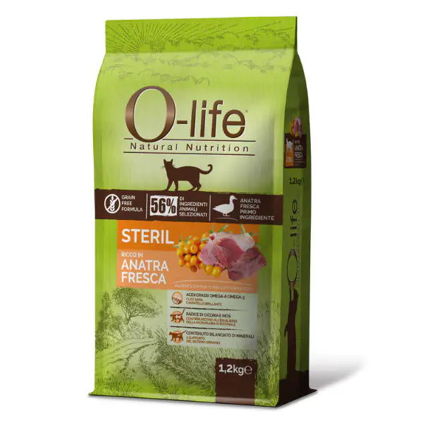 O-life Cat Adult Sterilised Grain Free Anatra fresca  1,2 kg bauzaarit.myshopify.com