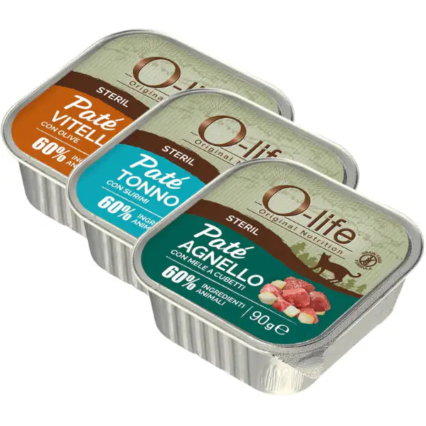 O-life Cat Sterilised Grain Free Patè +60% ingredienti animali 90 gr   Bauzaar.it