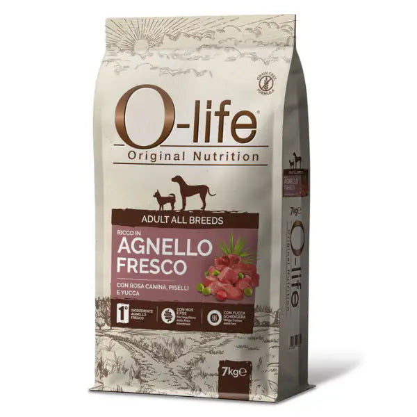 O-life Dog Adult All Breeds Grain Free Agnello e rosa canina  7 kg bauzaarit.myshopify.com