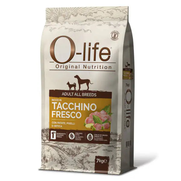 O-life Dog Adult All Breeds Grain Free Tacchino e patate  7 kg bauzaarit.myshopify.com