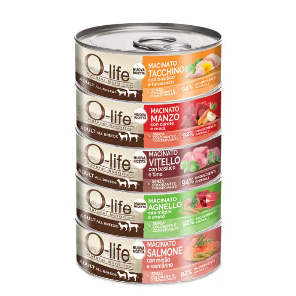 O-life Dog Adult All Breeds Macinato 85 gr   bauzaarit.myshopify.com