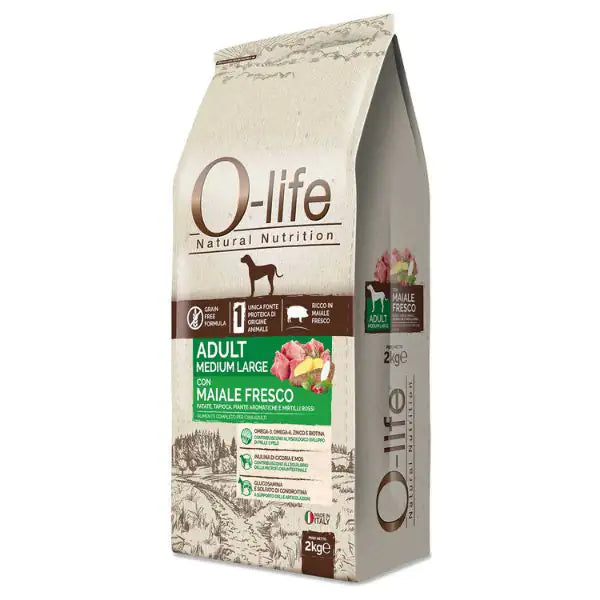 O-life Dog Grain Free Adult Medium/Large Maiale fresco e Patate   bauzaarit.myshopify.com
