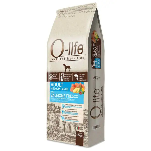 O-life Dog Grain Free Adult Medium/Large Salmone fresco  10 kg bauzaarit.myshopify.com