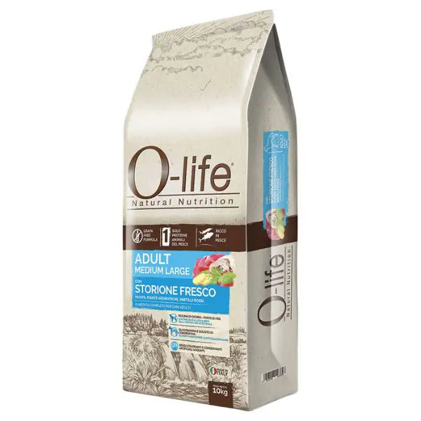 O-life Dog Grain Free Adult Medium/Large Storione e Tonno  10 kg bauzaarit.myshopify.com