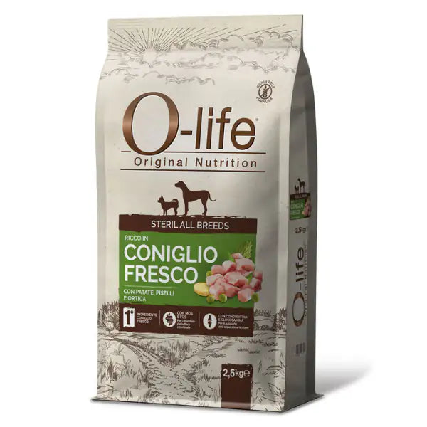O-life Dog Sterilised All Breeds Grain Free Coniglio e patate  2,5 kg bauzaarit.myshopify.com