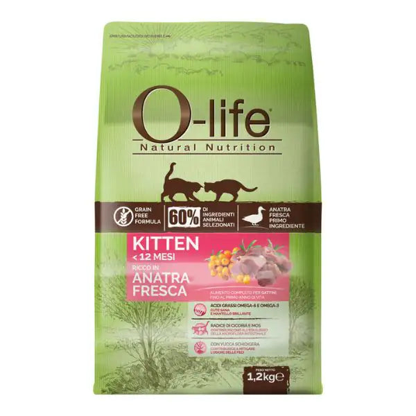 O-life Kitten Grain Free Anatra fresca  1,2 kg bauzaarit.myshopify.com