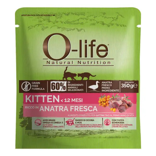 O-life Kitten Grain Free Anatra fresca  350 gr bauzaarit.myshopify.com