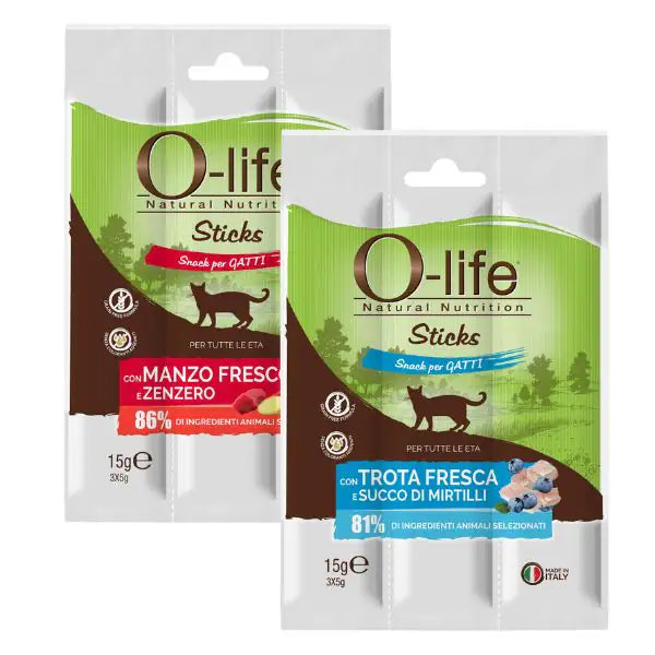 O-life Sticks Grain Free Snack per gatti 3x5 gr   bauzaarit.myshopify.com