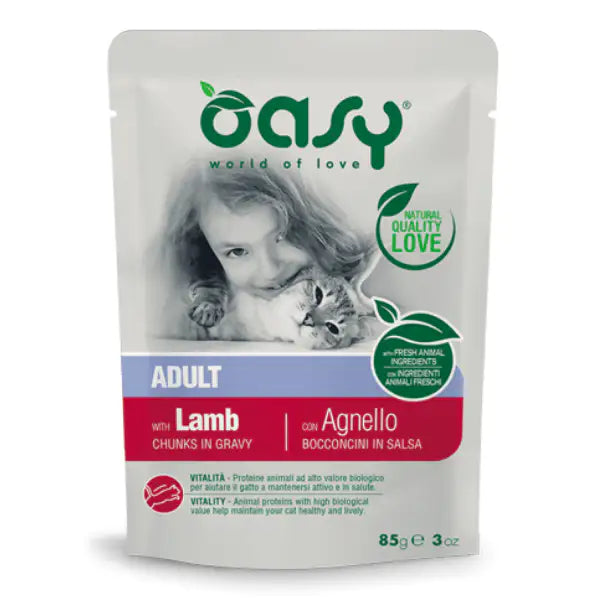 Oasy Cat Adult Bocconcini in salsa 85 gr  Agnello Bauzaar.it