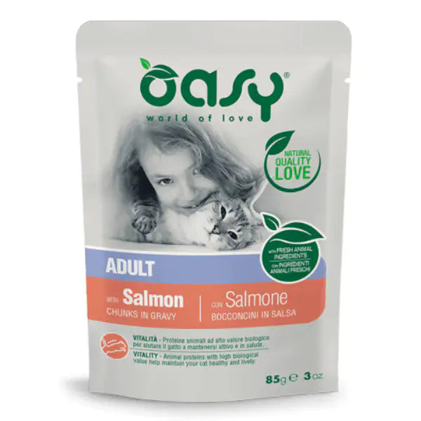 Oasy Cat Adult Bocconcini in salsa 85 gr  Salmone Bauzaar.it