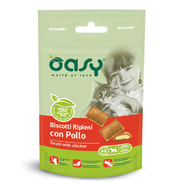 Oasy Cat Biscotti Ripieni 60 gr  Pollo bauzaarit.myshopify.com