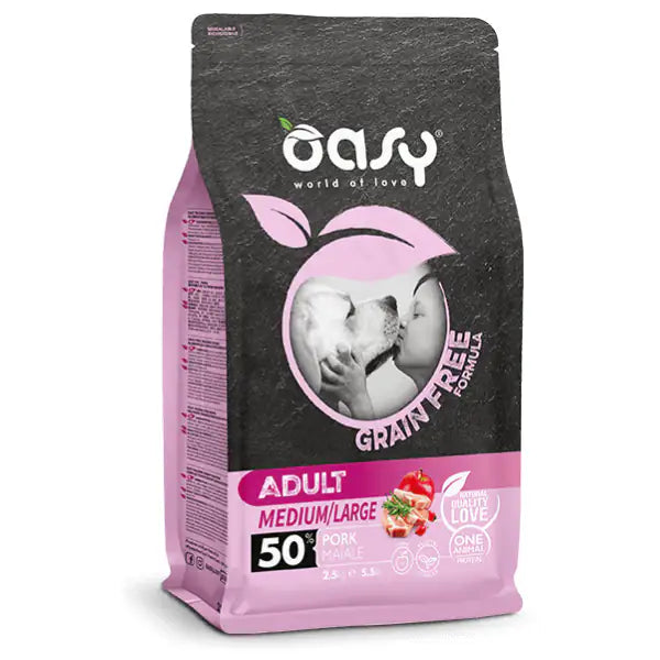 Oasy Grain Free Adult Medium Large Maiale   bauzaarit.myshopify.com