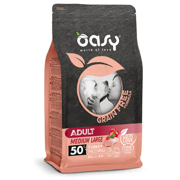 Oasy Grain Free Adult Medium Large Tacchino   bauzaarit.myshopify.com