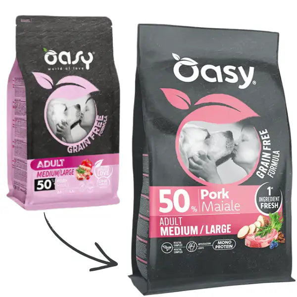 Oasy Grain Free formula Adult Medium/Large Maiale   Bauzaar.it