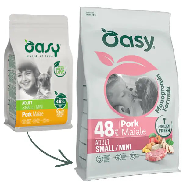 Oasy Monoprotein formula Adult Small/Mini Maiale   Bauzaar.it
