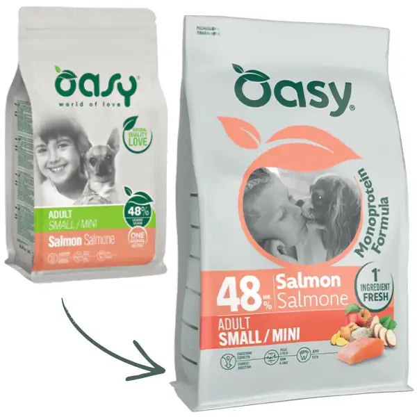 Oasy Monoprotein formula Adult Small/Mini Salmone   Bauzaar.it