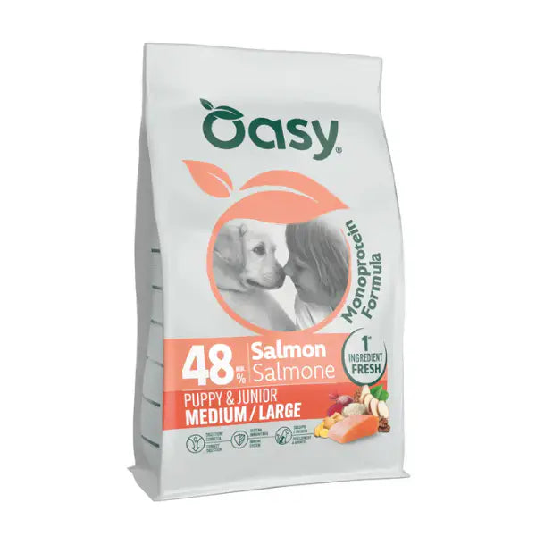Oasy Monoprotein formula Puppy&Junior Medium/Large Salmone  2 kg Bauzaar.it