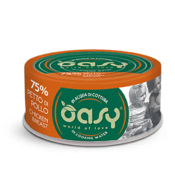 Oasy More Love Cat Adult Lattine in acqua di cottura 70 gr  Petto di pollo Bauzaar.it