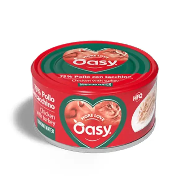 Oasy More Love Cat Adult Lattine in acqua di cottura 70 gr  Pollo con tacchino Bauzaar.it