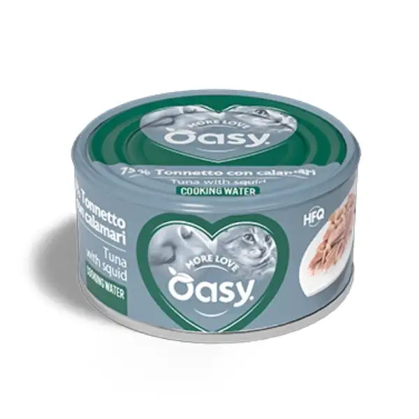 Oasy More Love Cat Adult Lattine in acqua di cottura 70 gr  Tonno con calamari Bauzaar.it
