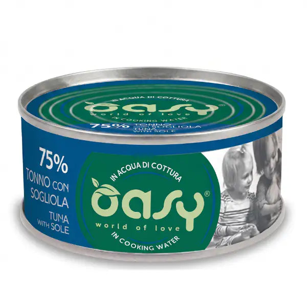 Oasy More Love Cat Adult Lattine in acqua di cottura 70 gr  Tonno e sogliola Bauzaar.it