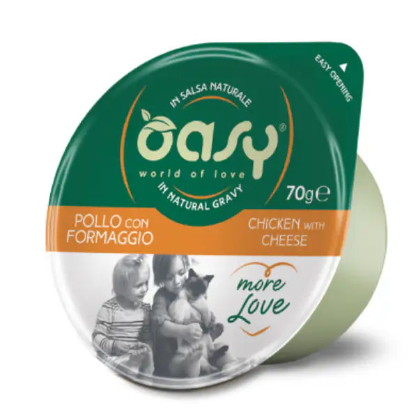 Oasy More Love Cat Green Cup in salsa naturale 70 gr  Pollo con formaggio Bauzaar.it