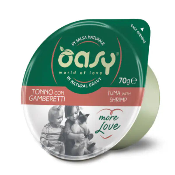 Oasy More Love Cat Green Cup in salsa naturale 70 gr  Tonno e gamberetti Bauzaar.it