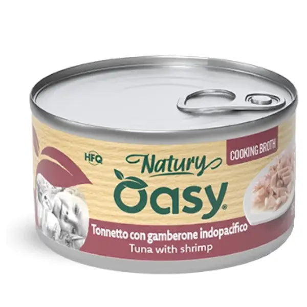 Oasy Natury Cat Adult Cooking Broth in brodo di cottura 85 gr  Tonnetto con gamberone del pacifico Bauzaar.it