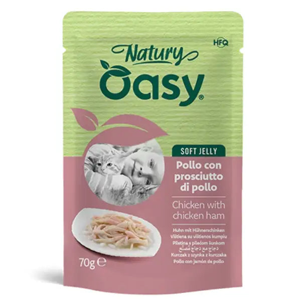Oasy Natury Cat Adult Soft Jelly 70 gr  Pollo con prosciutto di pollo Bauzaar.it