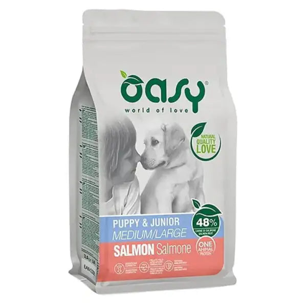 Oasy One Animal Protein Puppy e Junior Medium/Large Salmone   bauzaarit.myshopify.com