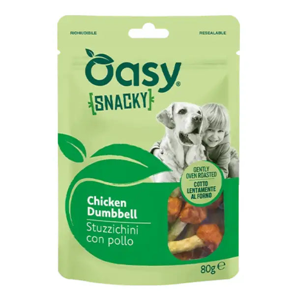 Oasy Snacky snack per cani cotto al forno Adult All Breeds 80 gr  Stuzzichini con Pollo Bauzaar.it