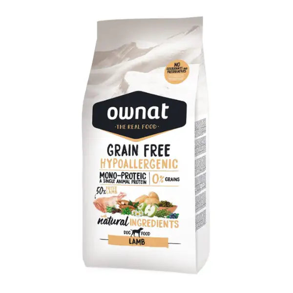 Ownat Grain Free Hypoallergenic Mono-Proteic All Breeds Adult con agnello fresco  12 kg bauzaarit.myshopify.com
