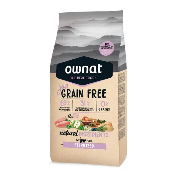 Ownat Just Grain Free Cat Sterilised con pollo fresco  8 kg bauzaarit.myshopify.com