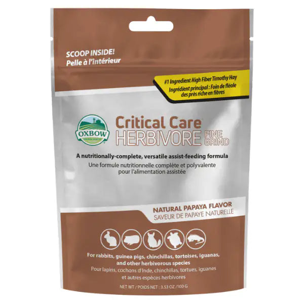 Oxbow Critical Care Herbivore Fine Grind da 100gr  1 busta bauzaarit.myshopify.com