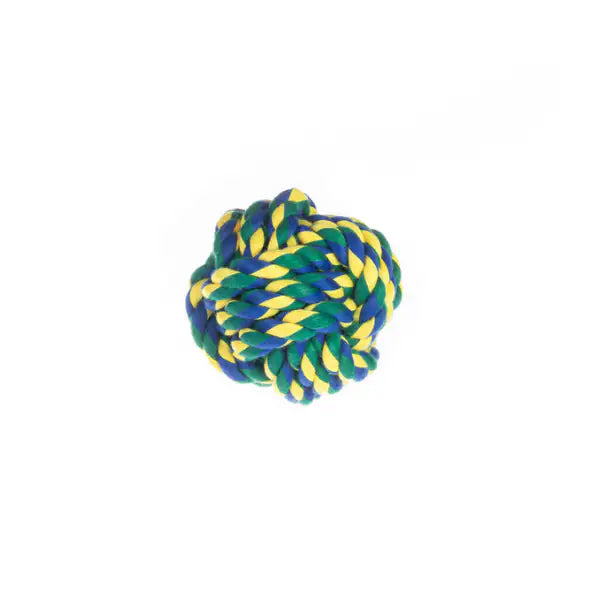 Palla intrecciata per cani Cotonosso PetUp  Blu e Giallo - diametro 6 cm bauzaarit.myshopify.com