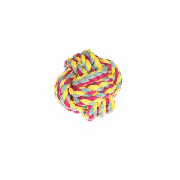 Palla intrecciata per cani Cotonosso PetUp  Fucsia e giallo - diametro 8,5 cm bauzaarit.myshopify.com