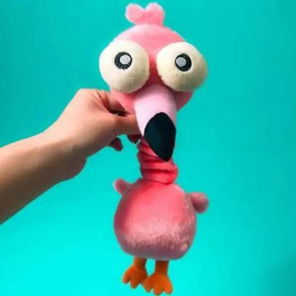 Peluche Neck Minnits con doppio Squeakers interno e collo elastico FuzzYard  Soggetto animale: Fenicottero bauzaarit.myshopify.com