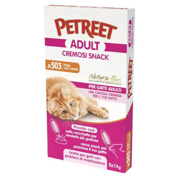 Petreet Cremosi Snack per gatti 6x14 gr  Pollo bauzaarit.myshopify.com
