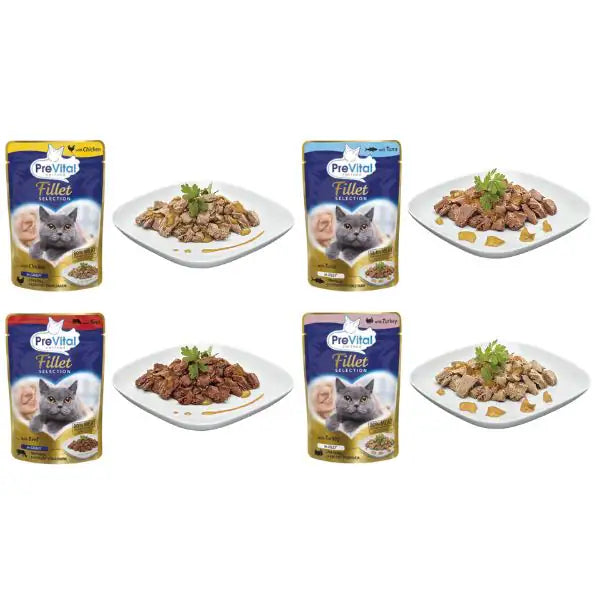 Prevital Cat Food Adult Fillet Selection Multipack XXL Box 48x85 gr   bauzaarit.myshopify.com