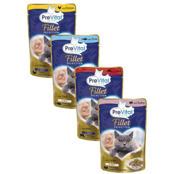 Prevital Cat Food Adult Fillet Selection Multipack XXL Box 48x85 gr   bauzaarit.myshopify.com