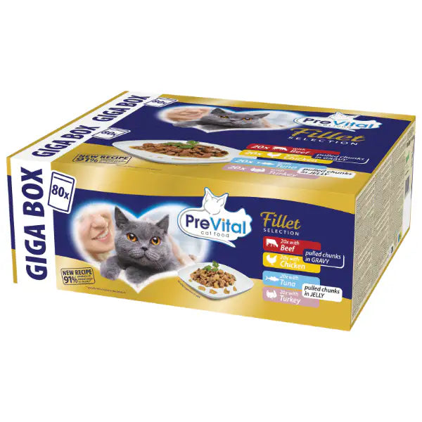 Prevital Cat Food Adult Sterilised Fillet Selection Multipack XXL Box 80x85 gr   Bauzaar.it