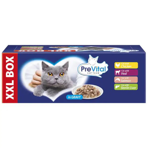 Prevital Cat Food Sterilised Multipack XXL Box 48x100 gr   bauzaarit.myshopify.com