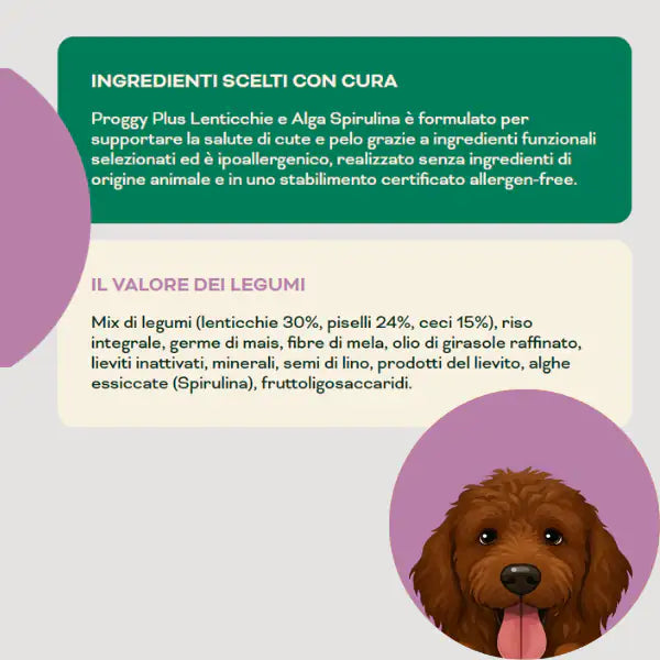 Proggy Plus Ipoallergenico Dog Adult Medium/Maxi Vegetal a base di Lenticchie   bauzaarit.myshopify.com
