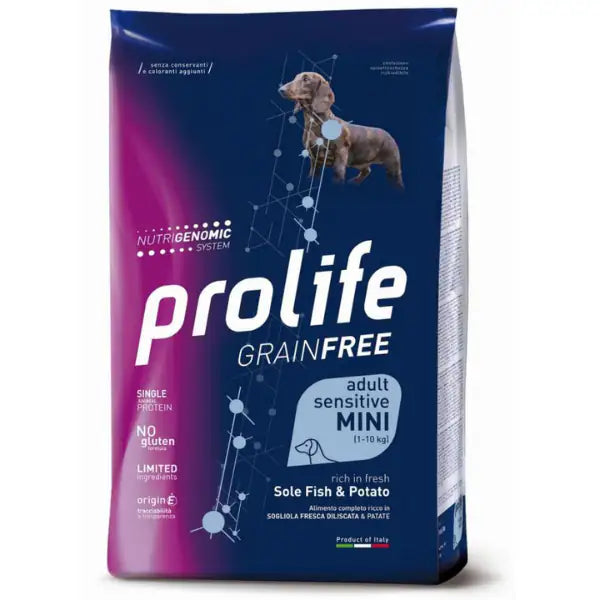 Prolife Grain Free Cane Adult Sensitive Mini Sogliola e Patate  2 kg bauzaarit.myshopify.com