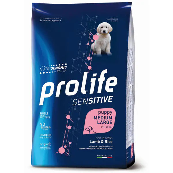 Prolife Sensitive Cane Puppy Medium/Large Agnello e Riso  2,5 kg bauzaarit.myshopify.com