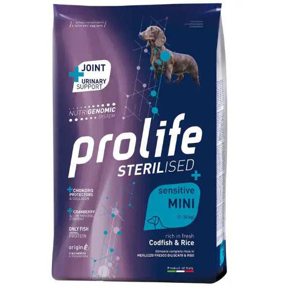 Prolife Sterilised Sensitive Mini Adult Merluzzo e Riso  600 gr bauzaarit.myshopify.com