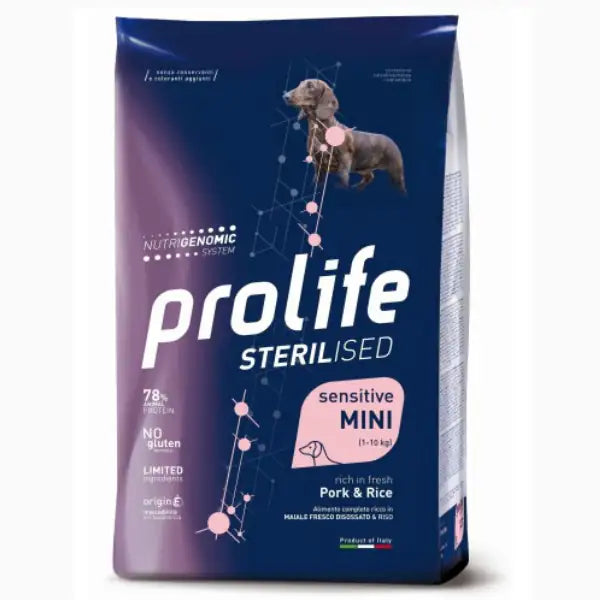 Prolife Sterilised Sensitive Mini Maiale e Riso  7 kg bauzaarit.myshopify.com