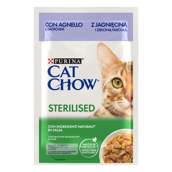 Purina Cat Chow Sterilised cibo umido per Gatti 85 gr  Agnello e Fagiolini bauzaarit.myshopify.com