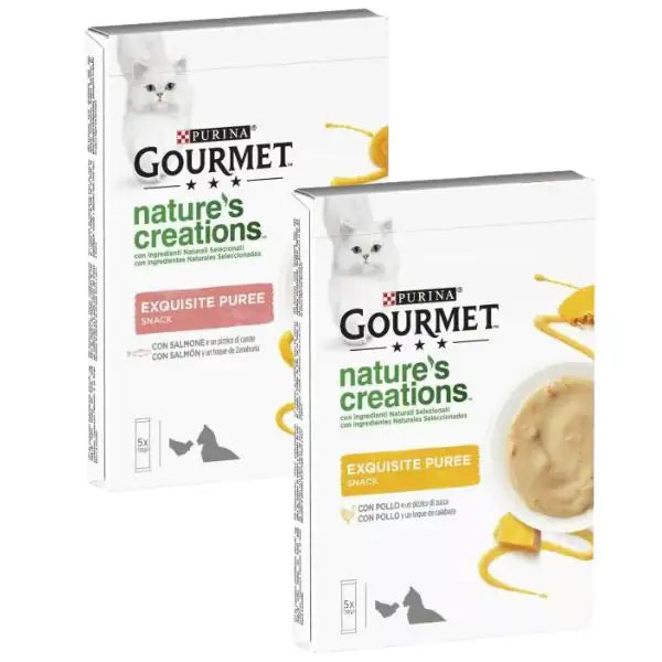 Purina Gourmet Nature's Creations Exquisite Puree snack per gatti 5 x 10 g   bauzaarit.myshopify.com
