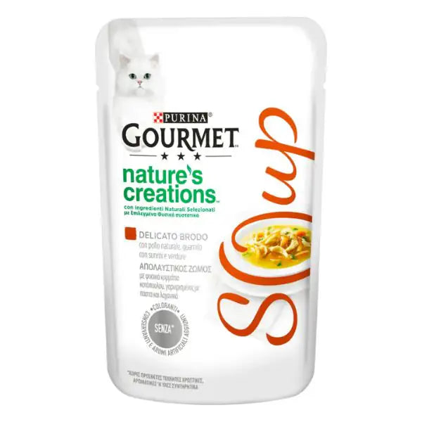 Purina Gourmet Nature's Creations Soup Umido gatto 40 gr  Pollo e surimi bauzaarit.myshopify.com